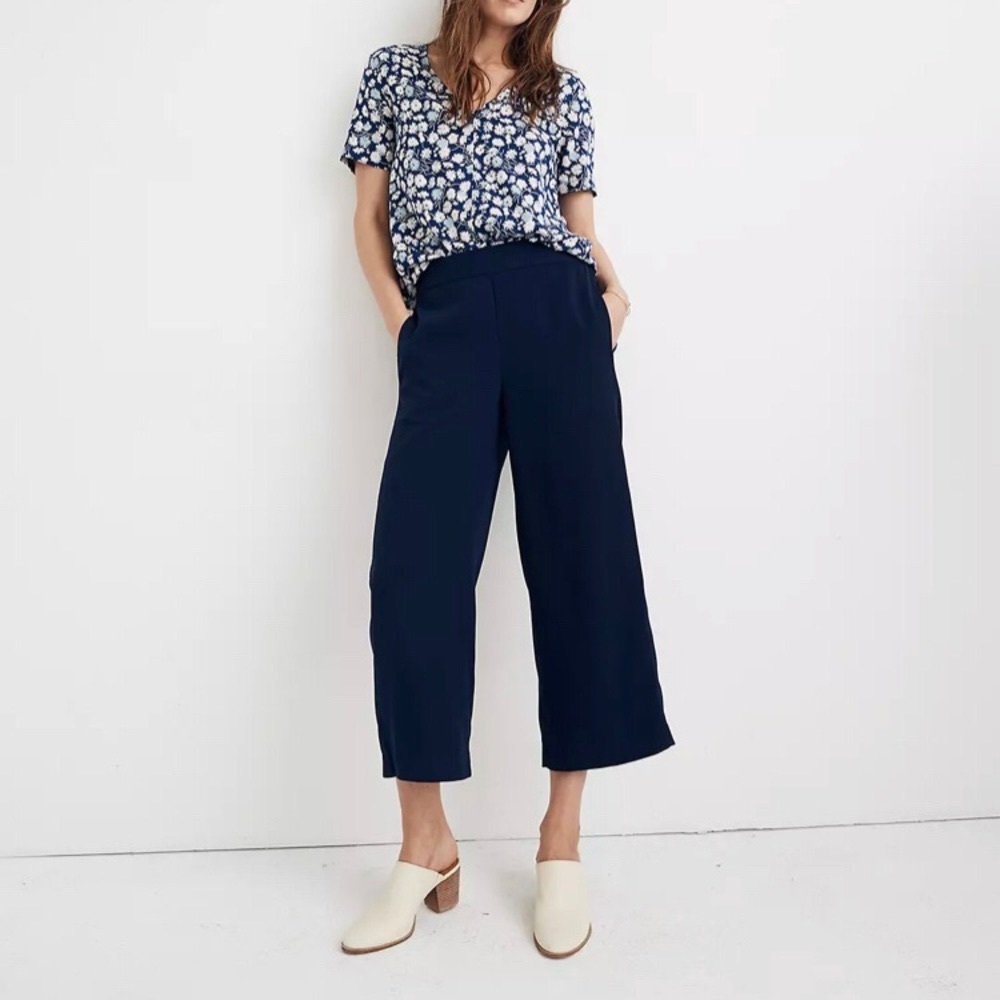NWT Navy Madewell Huston Pull-On Crop Pants XXL